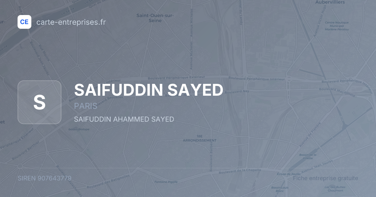 SAIFUDDIN SAYED — 907643779 — fiche entreprise