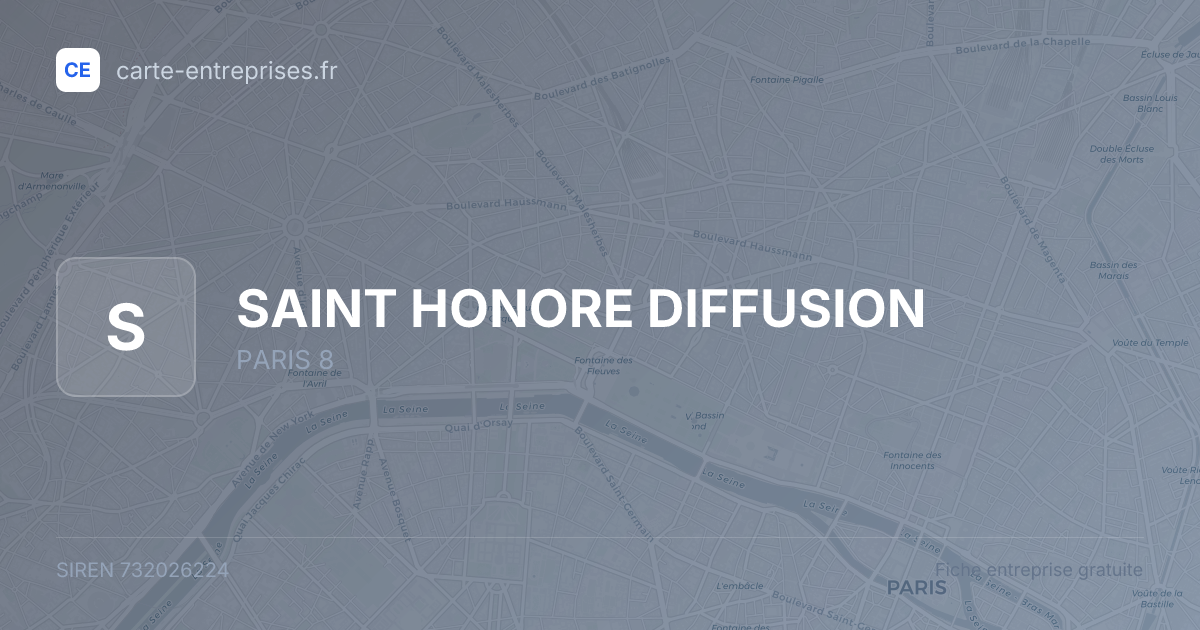 SAINT HONORE DIFFUSION — 732026224 — fiche entreprise
