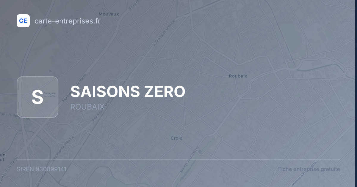 SAISONS ZERO — 930899141 — fiche entreprise