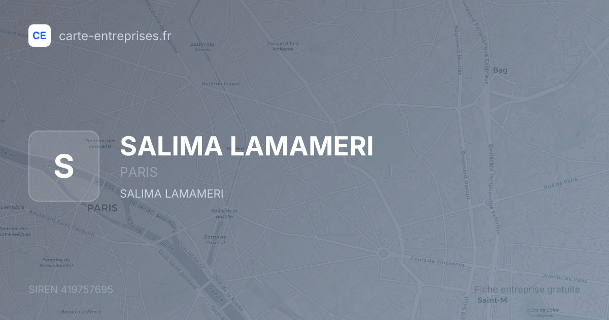 SALIMA LAMAMERI — 419757695 — fiche entreprise