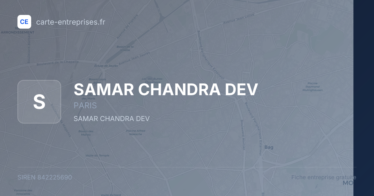 SAMAR CHANDRA DEV — 842225690 — fiche entreprise