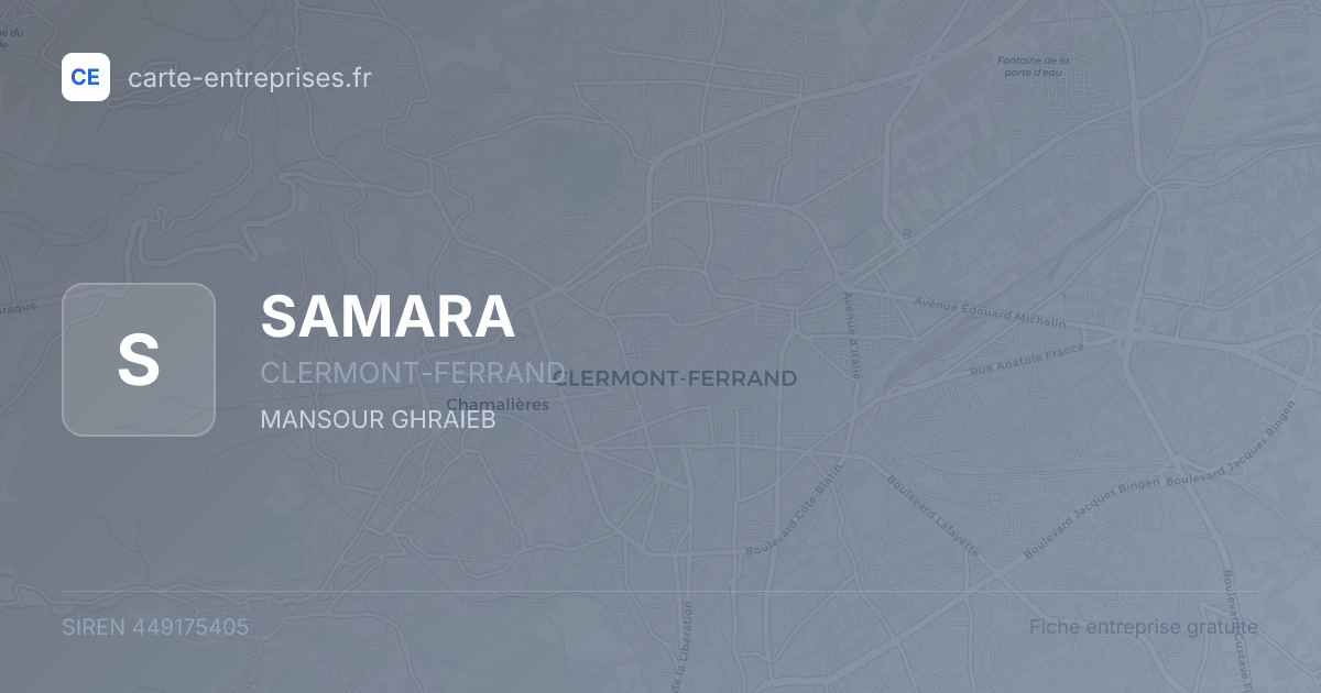 SAMARA — 449175405 — fiche entreprise