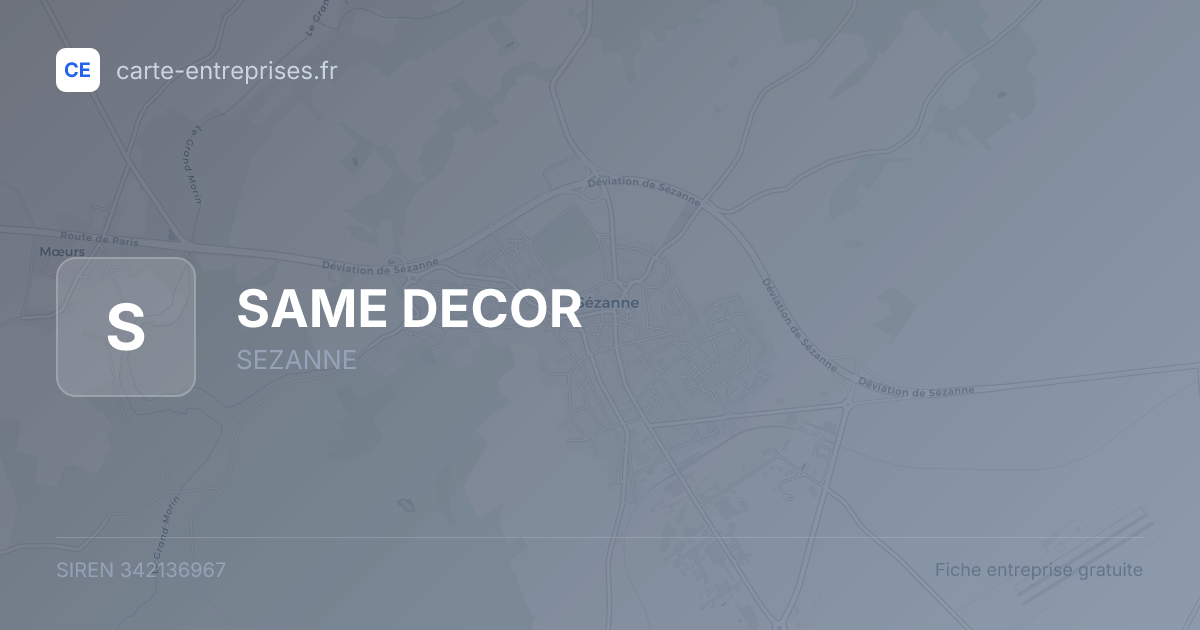 SAME DECOR — 342136967 — fiche entreprise