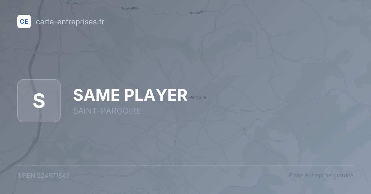 SAME PLAYER — 524871845 — fiche entreprise