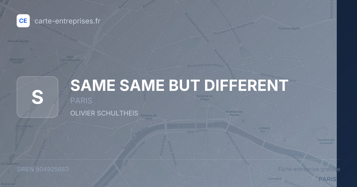 SAME SAME BUT DIFFERENT — 804925683 — fiche entreprise
