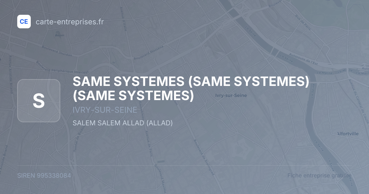 SAME SYSTEMES (SAME SYSTEMES) (SAME SYSTEMES) — 995338084 — fiche entreprise