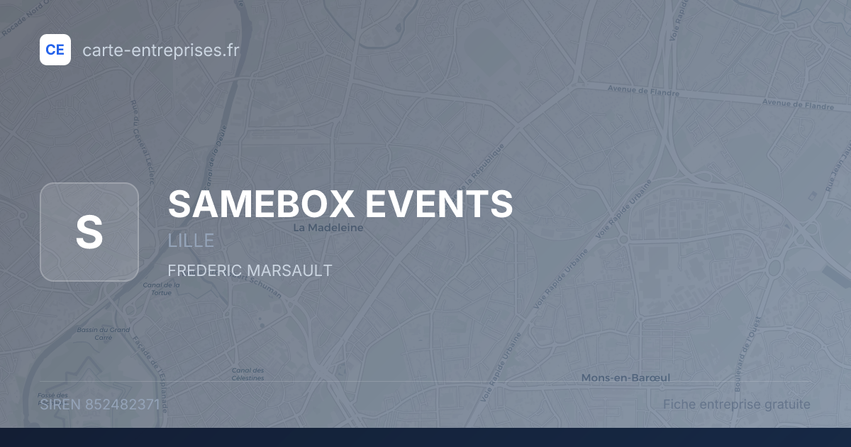 SAMEBOX EVENTS — 852482371 — fiche entreprise