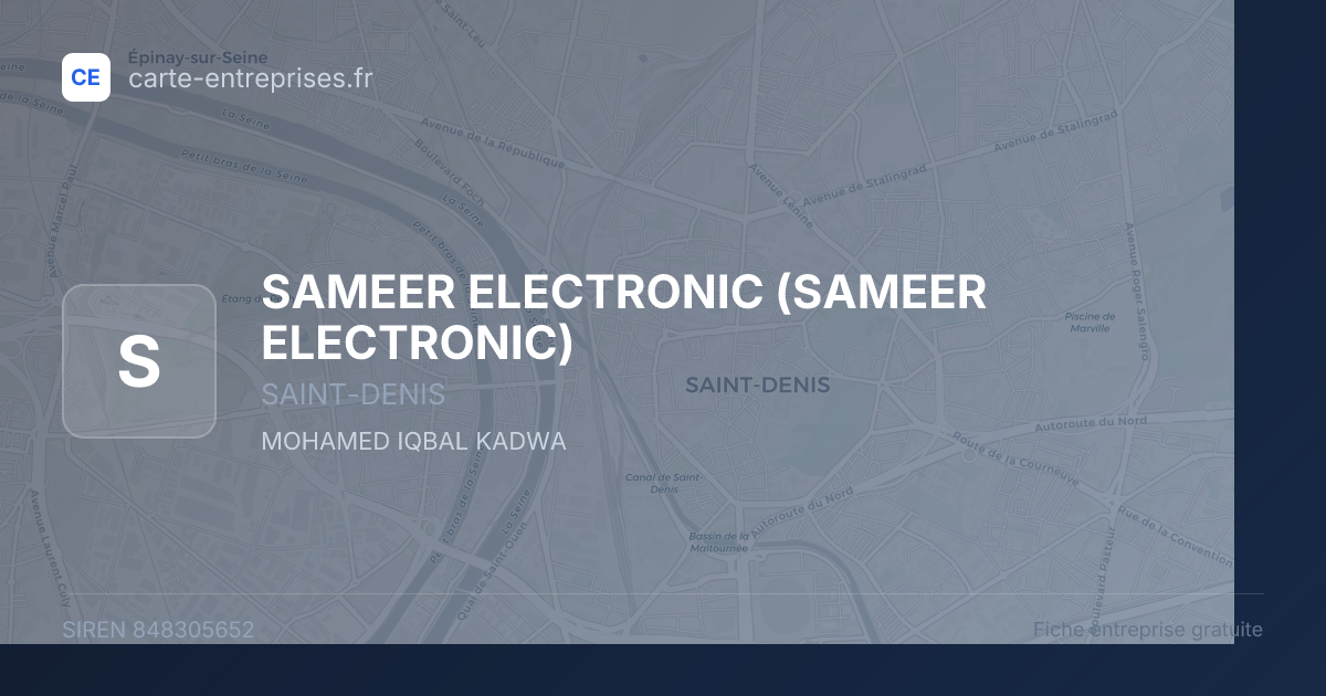 SAMEER ELECTRONIC — 848305652 — fiche entreprise