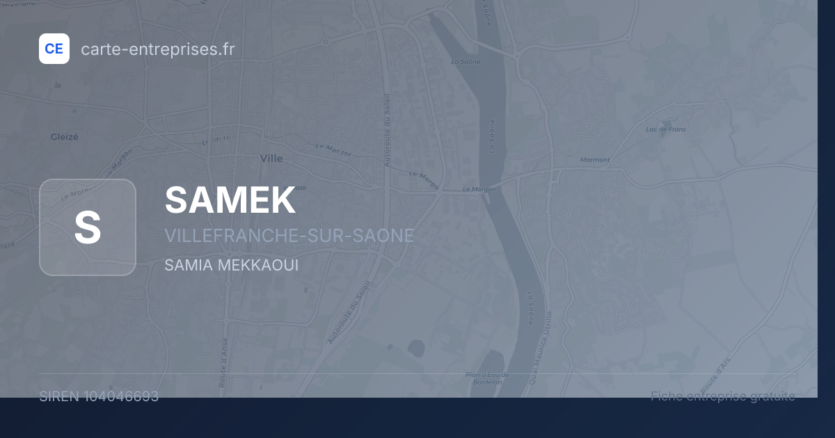 SAMEK — 104046693 — fiche entreprise