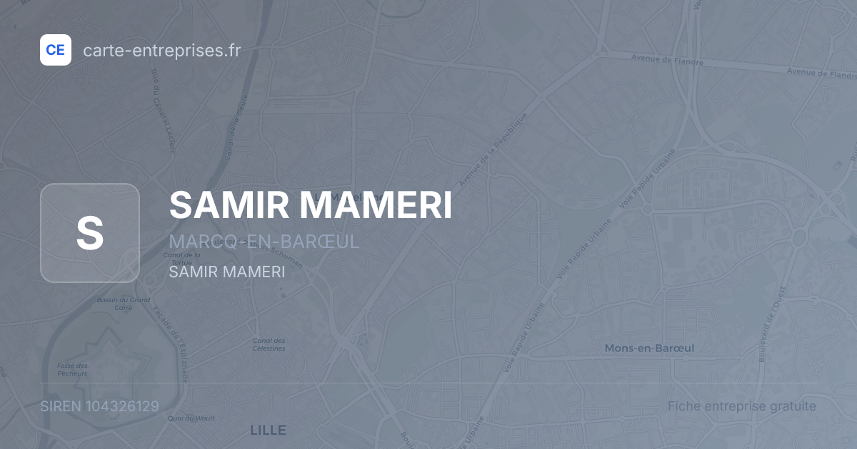SAMIR MAMERI — 104326129 — fiche entreprise