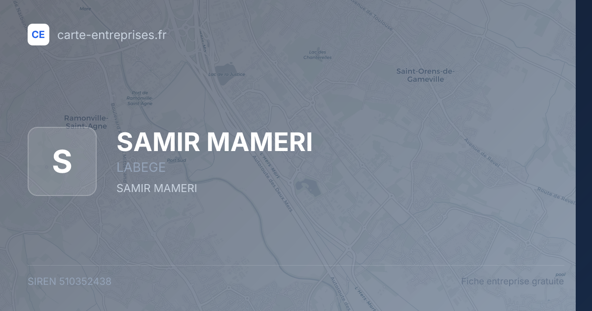 SAMIR MAMERI — 510352438 — fiche entreprise
