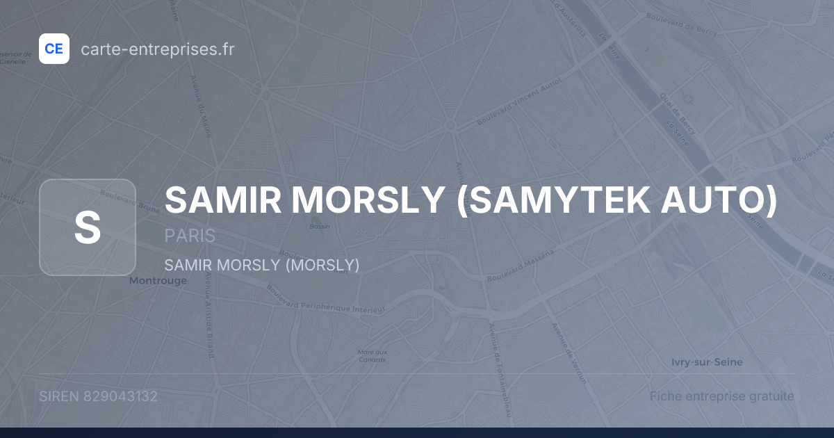 SAMIR MORSLY (SAMYTEK AUTO) — 829043132 — fiche entreprise