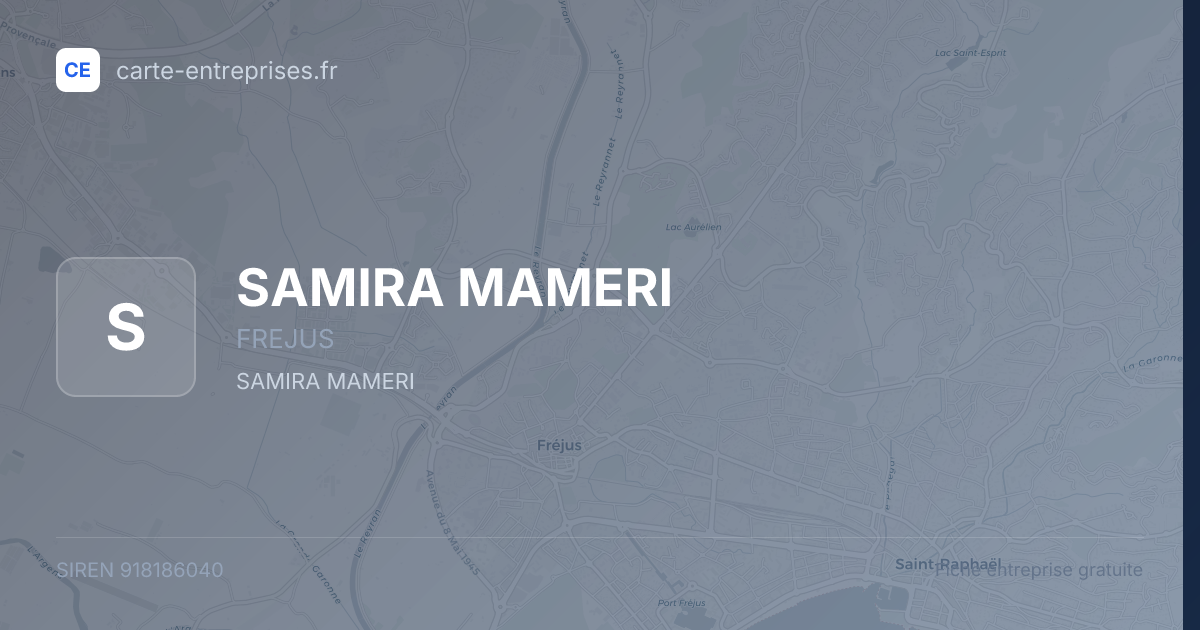SAMIRA MAMERI — 918186040 — fiche entreprise