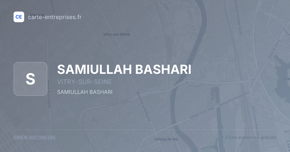 SAMIULLAH BASHARI — 892366345 — fiche entreprise