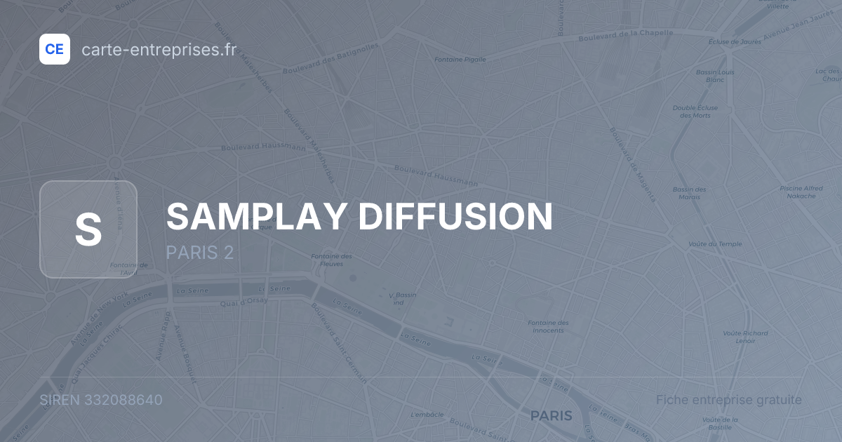SAMPLAY DIFFUSION — 332088640 — fiche entreprise