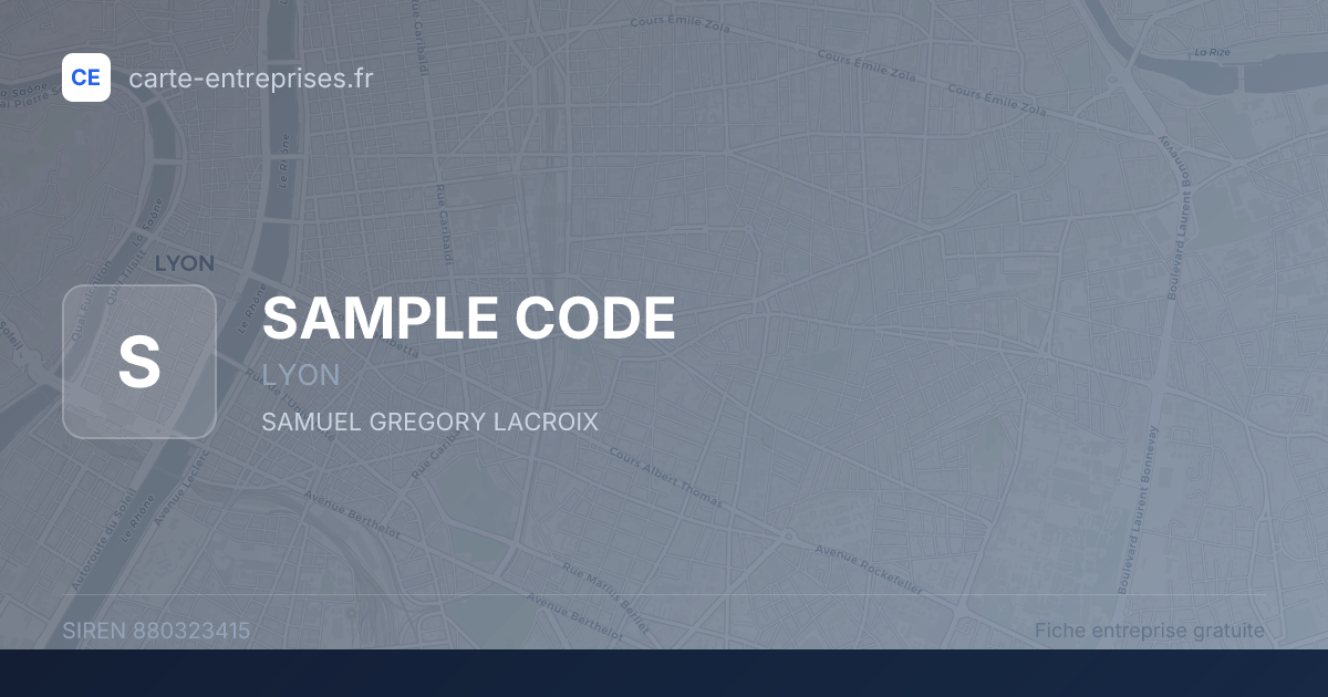 SAMPLE CODE — 880323415 — fiche entreprise
