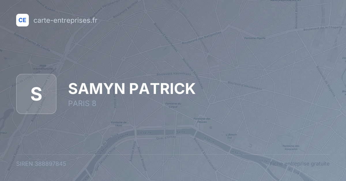 SAMYN PATRICK — 388897845 — fiche entreprise