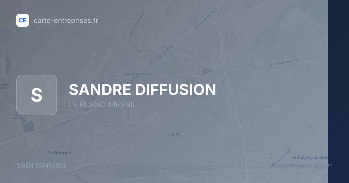 SANDRE DIFFUSION — 397456963 — fiche entreprise