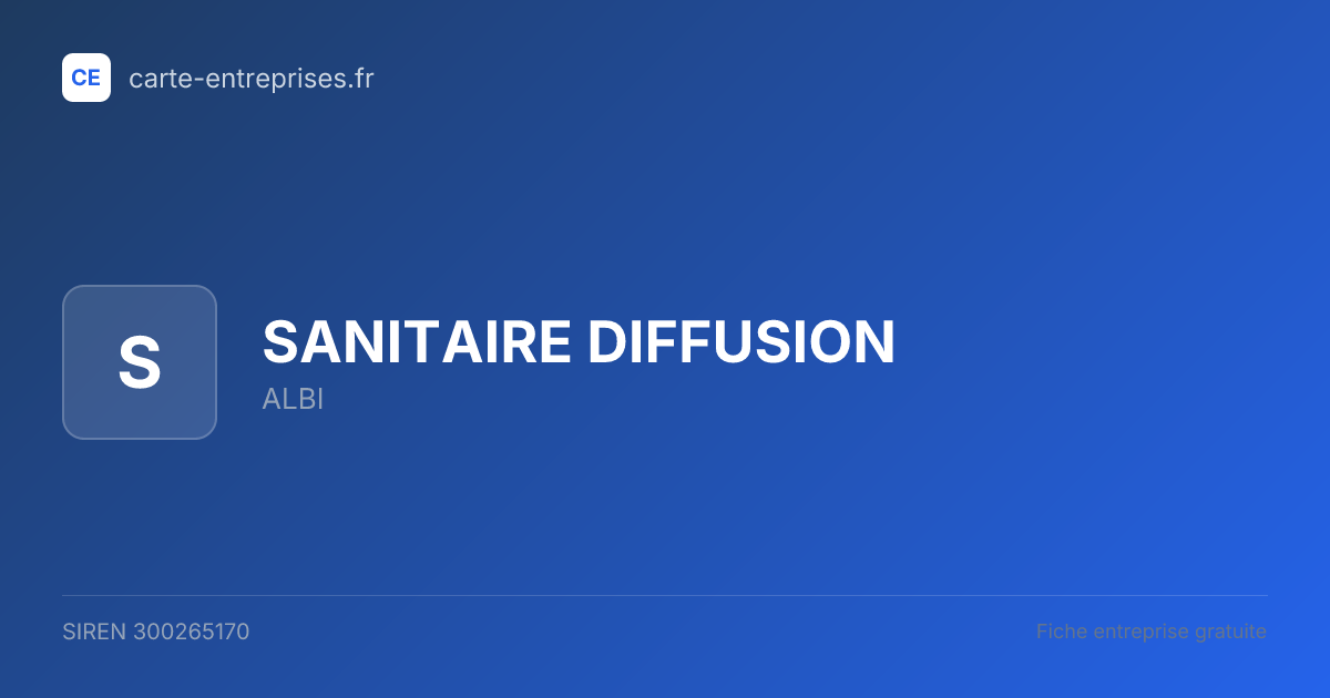 SANITAIRE DIFFUSION — 300265170 — fiche entreprise