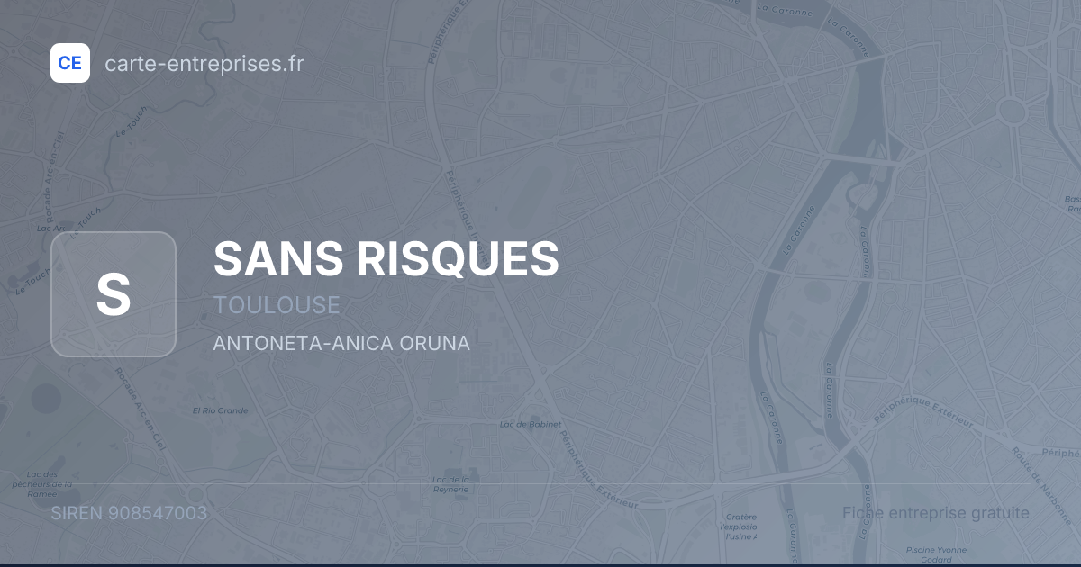 SANS RISQUES — 908547003 — fiche entreprise