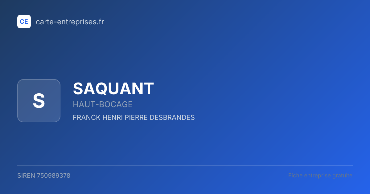 SAQUANT — 750989378 — fiche entreprise
