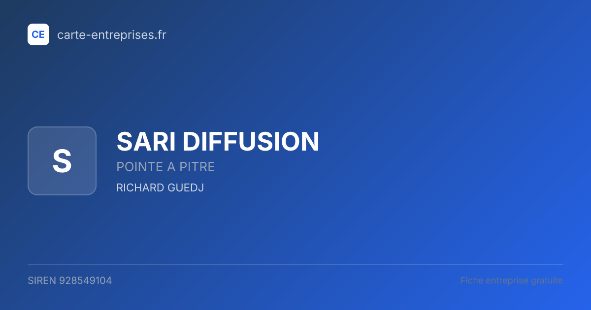 SARI DIFFUSION — 928549104 — fiche entreprise