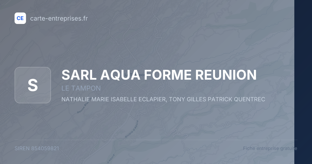 SARL AQUA FORME REUNION — 854059821 — fiche entreprise