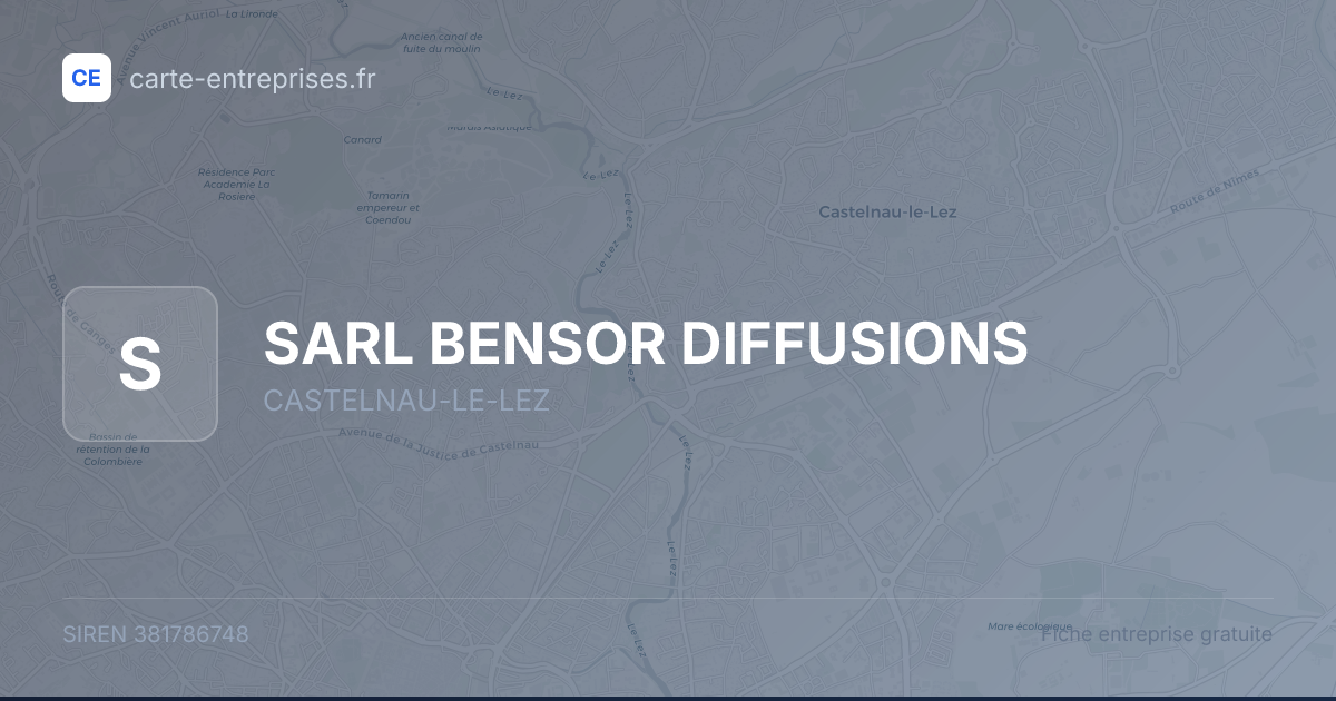 SARL BENSOR DIFFUSIONS — 381786748 — fiche entreprise
