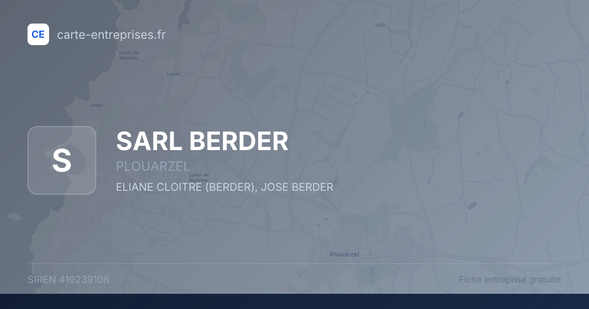 SARL BERDER — 419239108 — fiche entreprise
