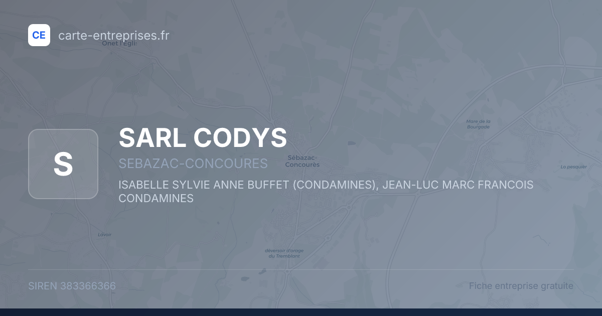 SARL CODYS — 383366366 — fiche entreprise