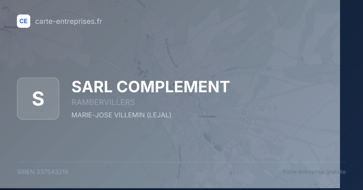 SARL COMPLEMENT — 337543219 — fiche entreprise