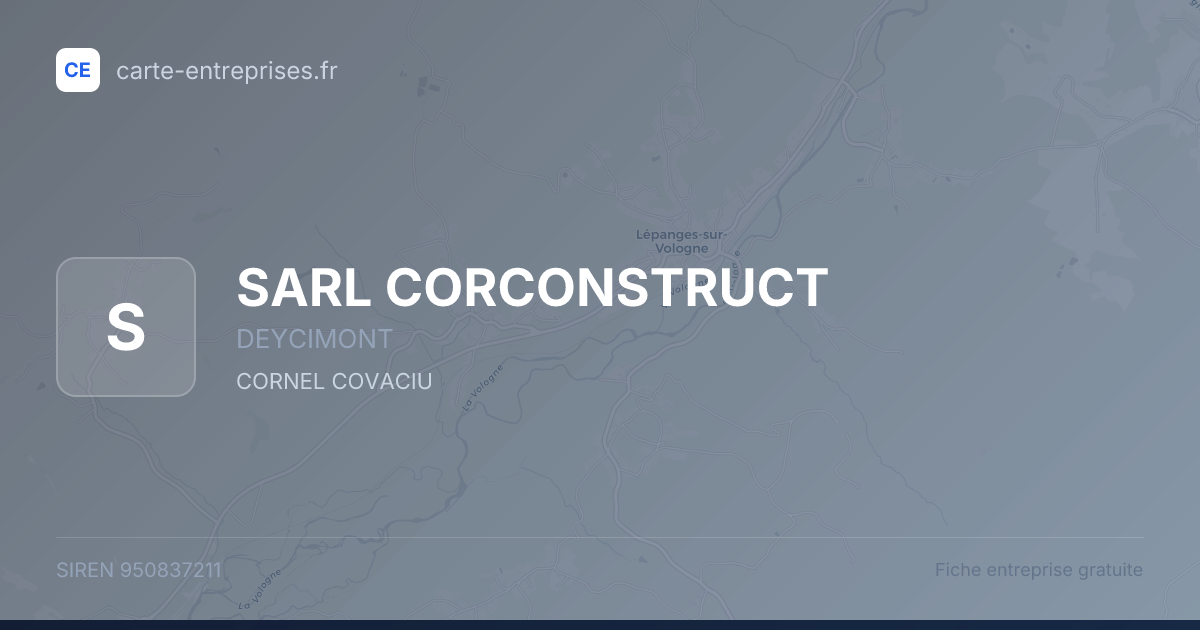 SARL CORCONSTRUCT — 950837211 — fiche entreprise