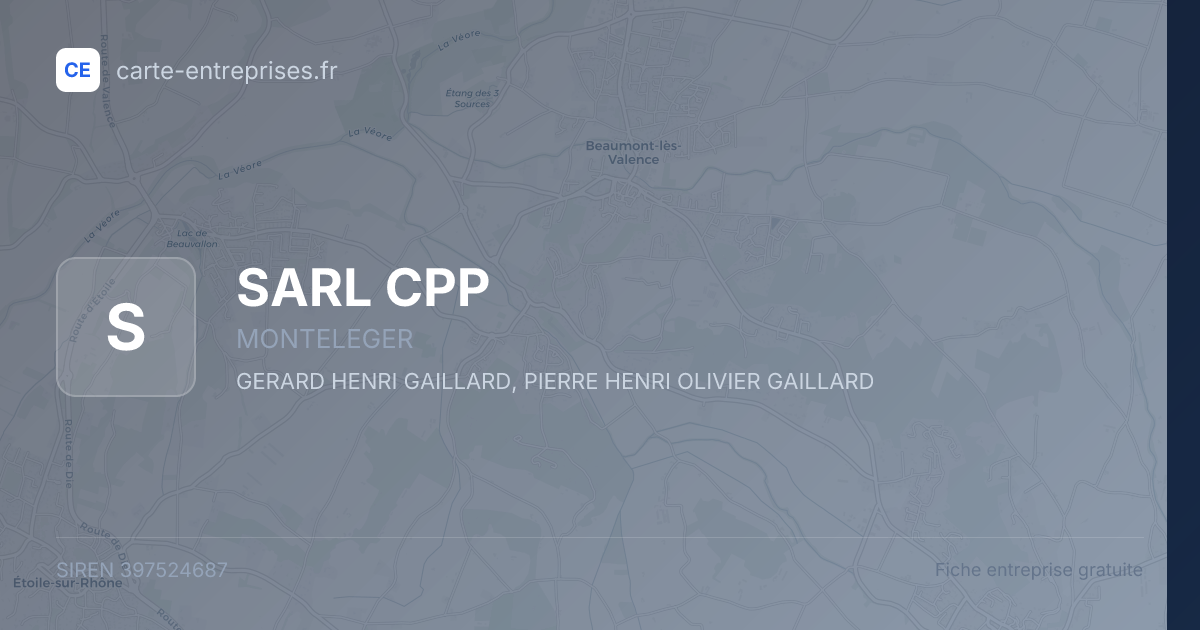 SARL CPP — 397524687 — fiche entreprise