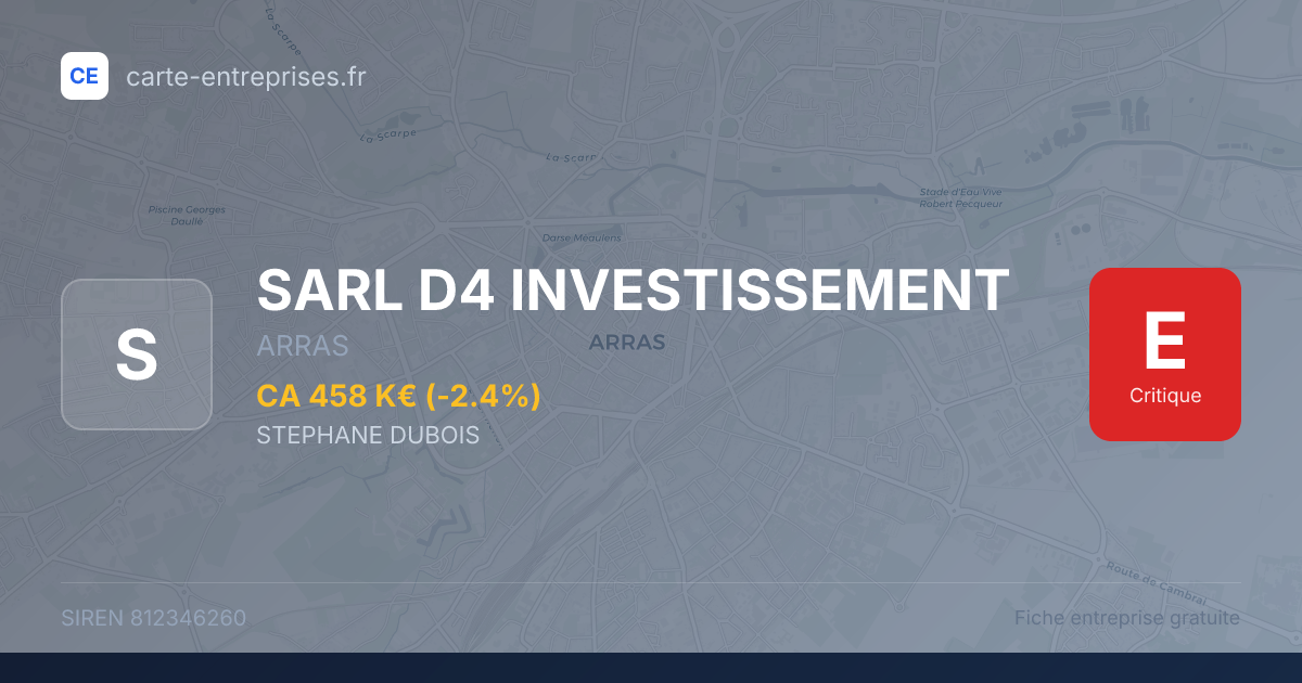 SARL D4 INVESTISSEMENT — 812346260 — fiche entreprise