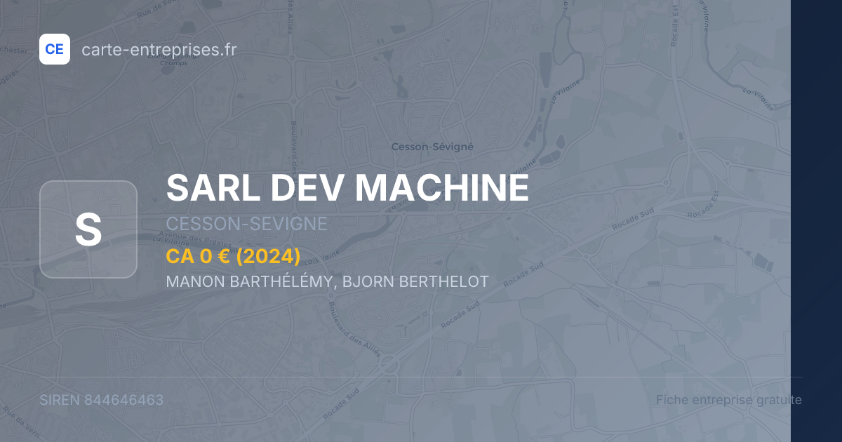 SARL DEV MACHINE — 844646463 — fiche entreprise