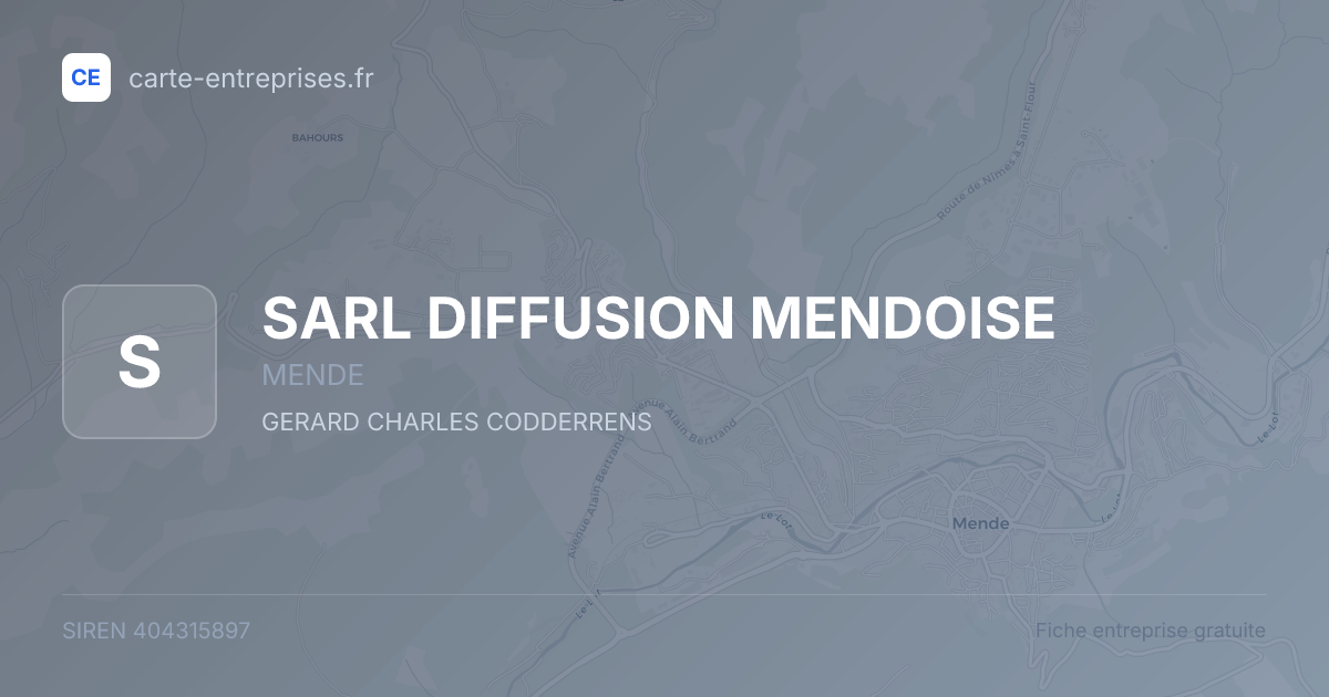 SARL DIFFUSION MENDOISE — 404315897 — fiche entreprise