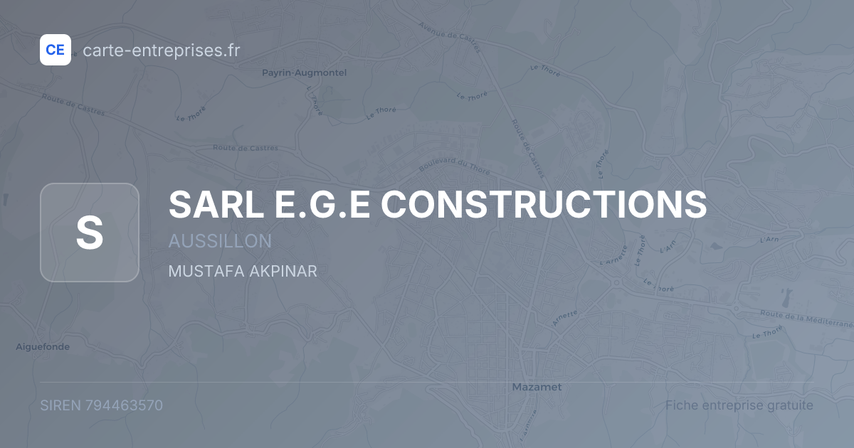 SARL E.G.E CONSTRUCTIONS — 794463570 — fiche entreprise