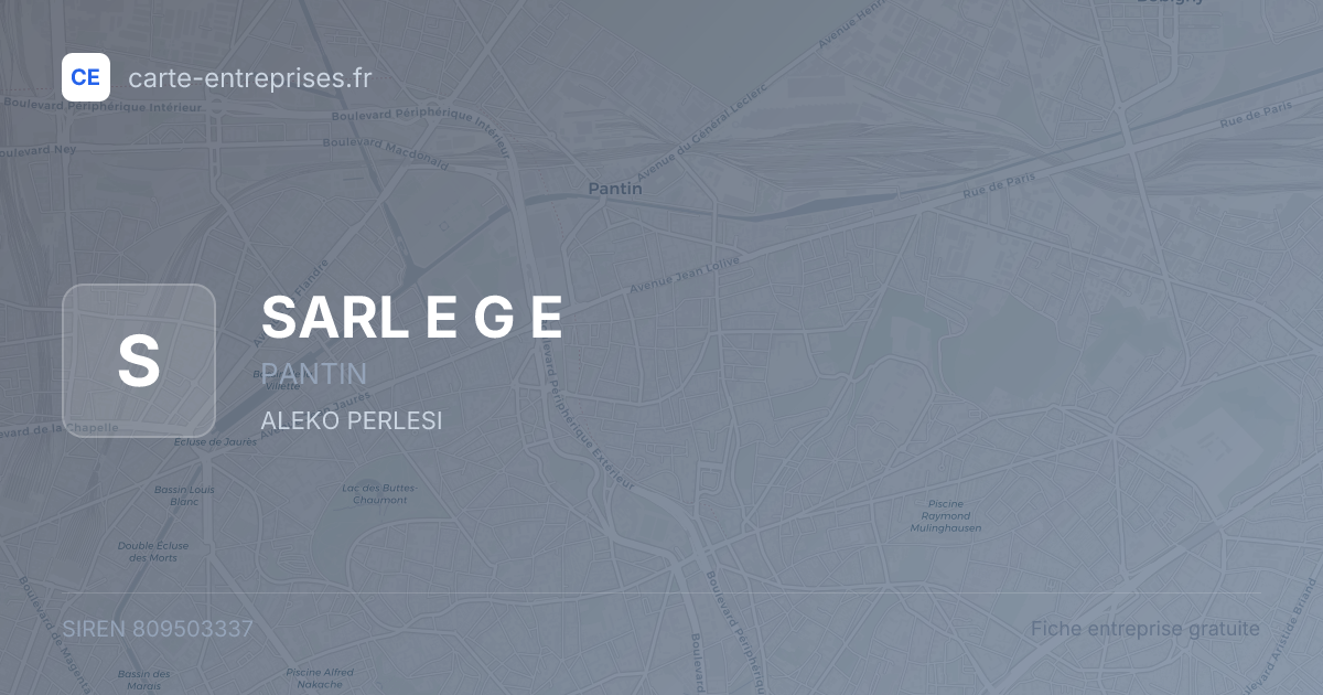 SARL E G E — 809503337 — fiche entreprise