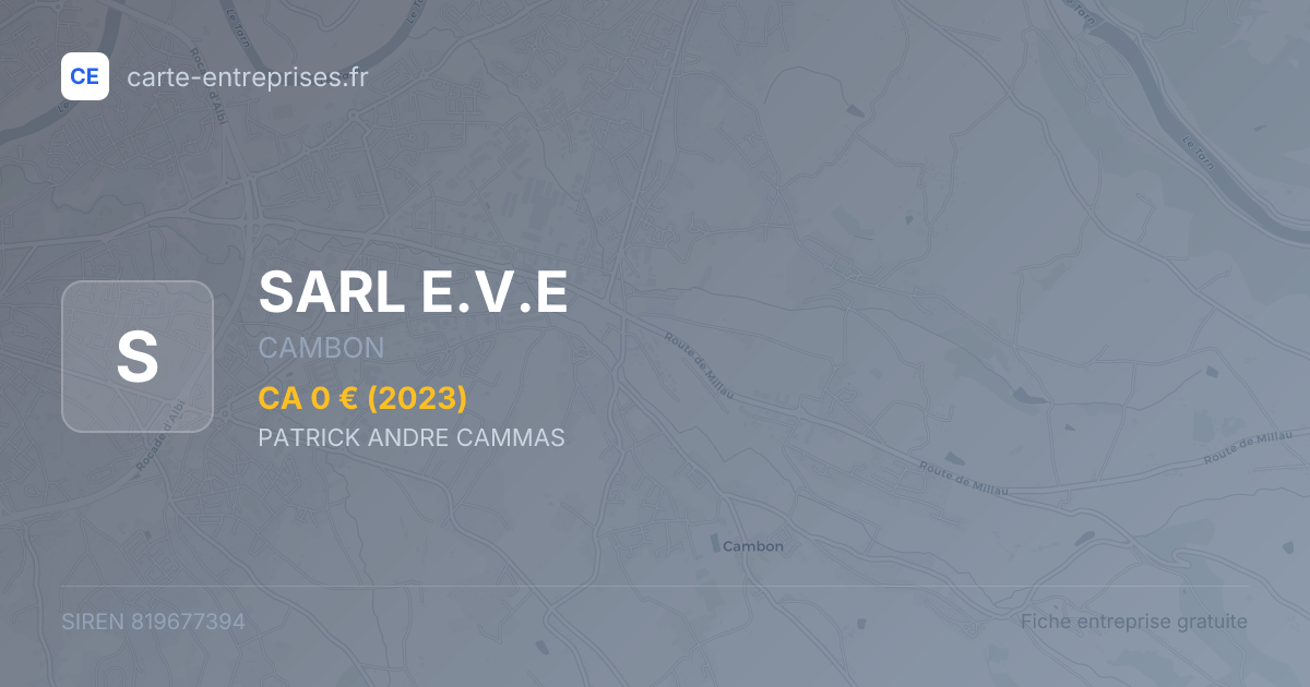SARL E.V.E — 819677394 — fiche entreprise