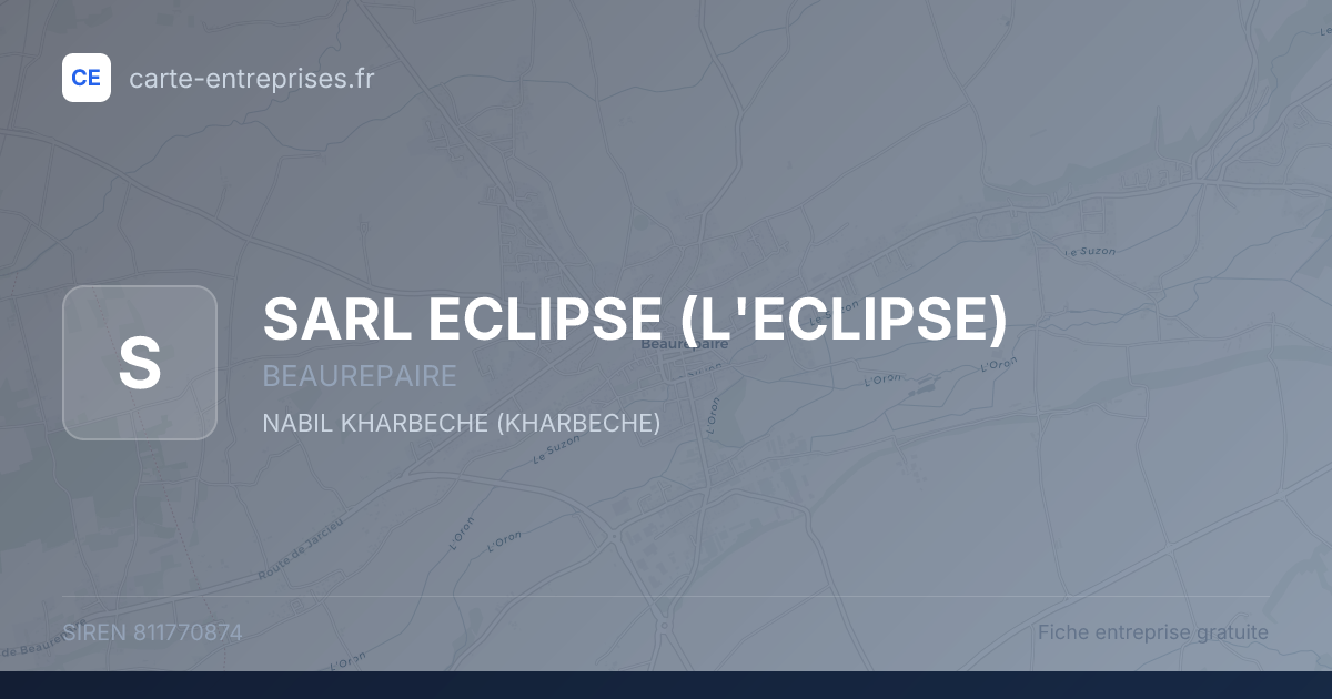 SARL ECLIPSE (L'ECLIPSE) — 811770874 — fiche entreprise