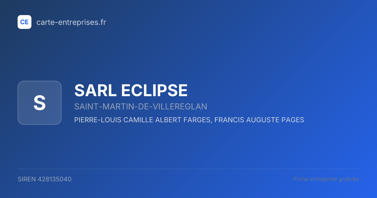 SARL ECLIPSE — 428135040 — fiche entreprise