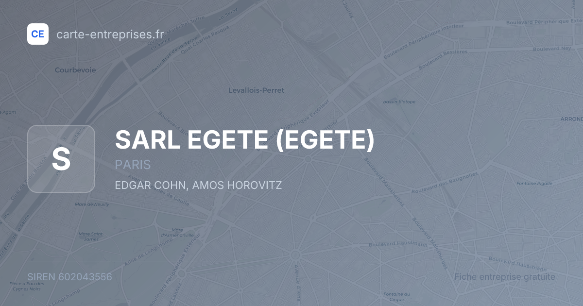 SARL EGETE (EGETE) — 602043556 — fiche entreprise