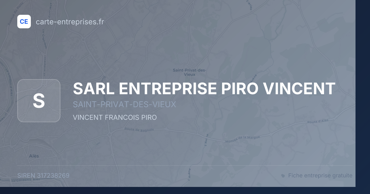 SARL ENTREPRISE PIRO VINCENT — 317238269 — fiche entreprise