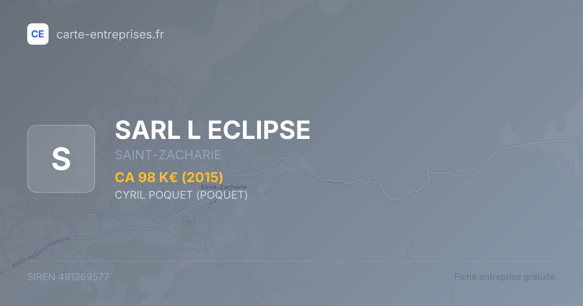 SARL L ECLIPSE — 491269577 — fiche entreprise