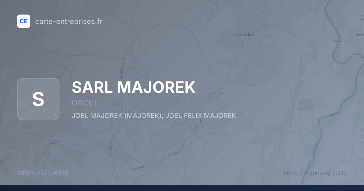 SARL MAJOREK — 432136976 — fiche entreprise