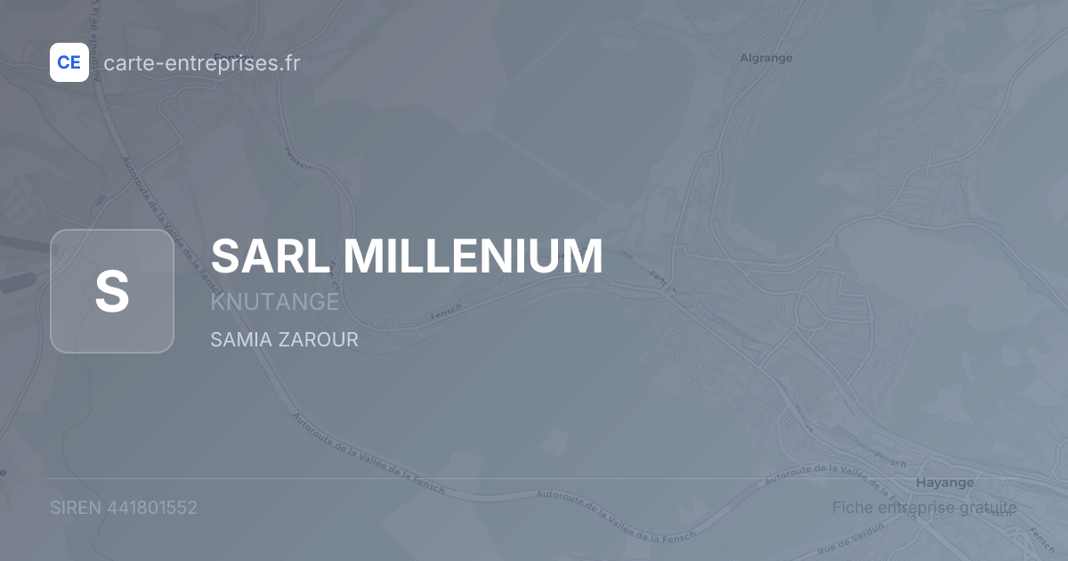 SARL MILLENIUM — 441801552 — fiche entreprise