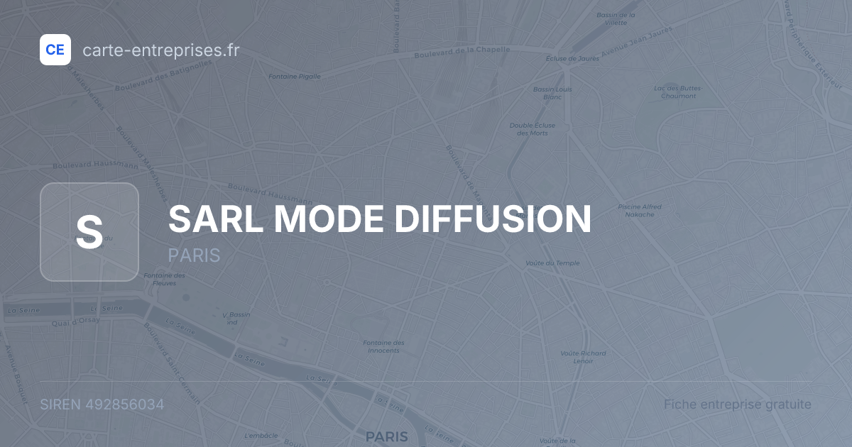SARL MODE DIFFUSION — 492856034 — fiche entreprise