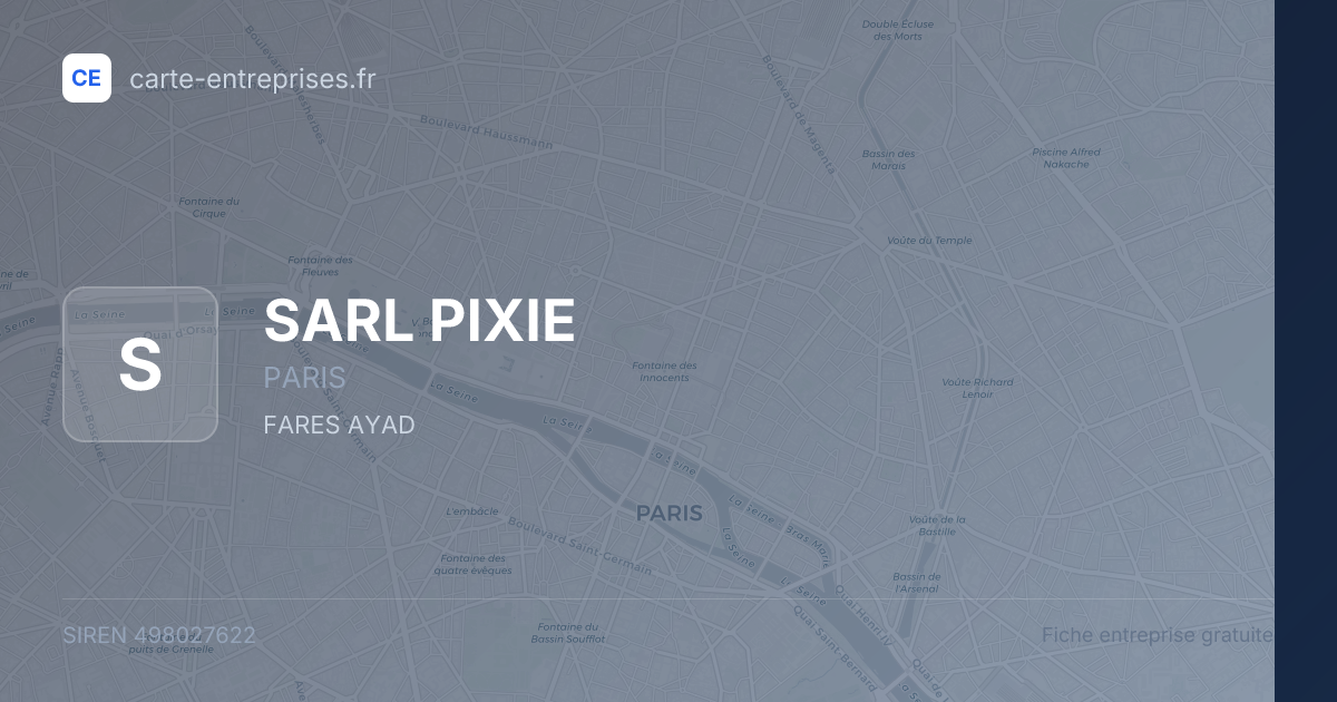 SARL PIXIE — 498027622 — fiche entreprise