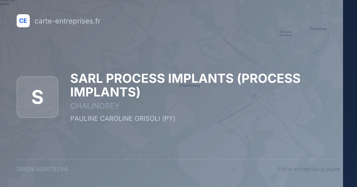SARL PROCESS IMPLANTS (PROCESS IMPLANTS) — 809513294 — fiche entreprise