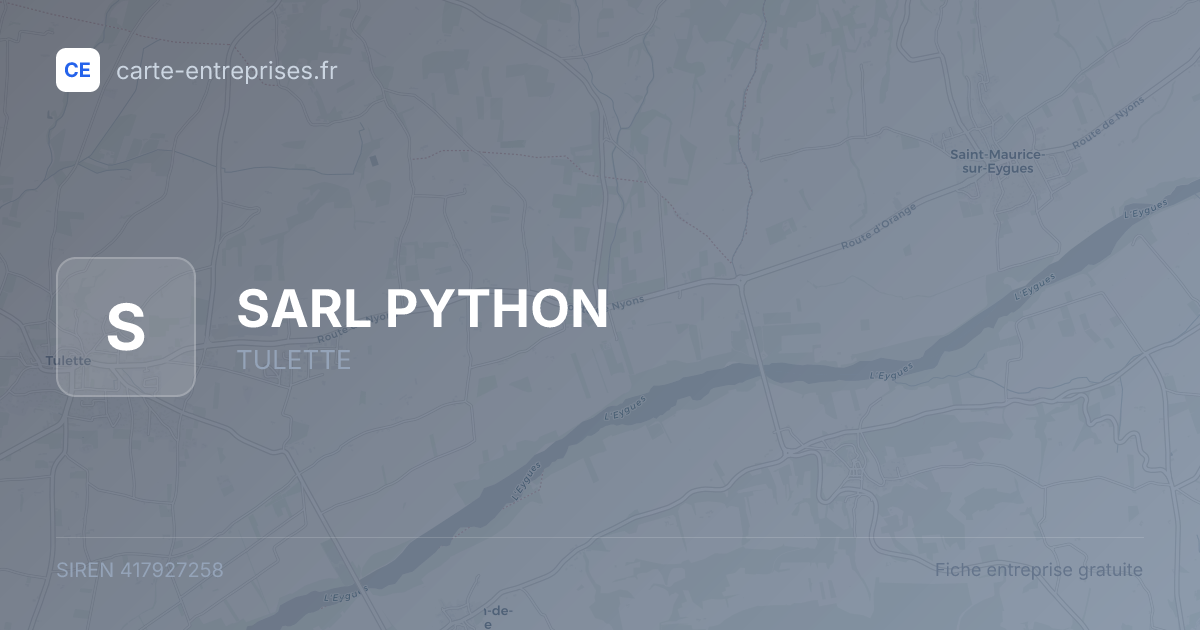 SARL PYTHON — 417927258 — fiche entreprise